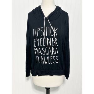 Electric Pink Womens Hoodie Long Sleeve Graphic Pullover Hoodie Black Size Large